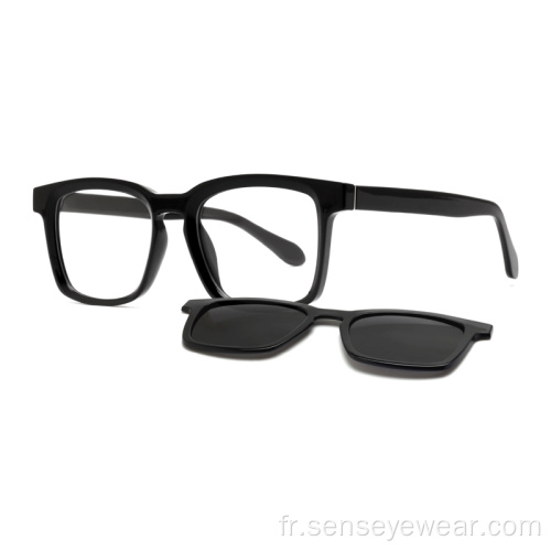 Clip polarisé UV400 magnétique carré TR90 sur les lunettes de soleil